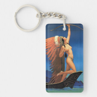Art Deco Pin up girl ☆Vintage art Keychain