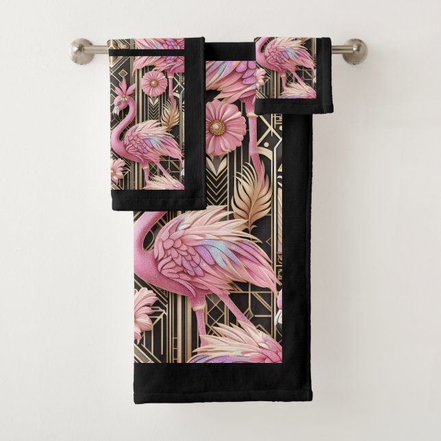 Art Deco Pink and Rainbow Flamingo  (En situation)
