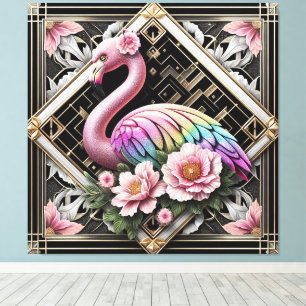 Art Deco Pink Flamingo Canvas Print