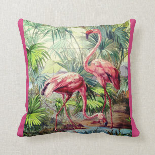 Art Deco Pink Flamingos Throw Pillow