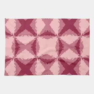 Art Deco Pink Floral Swirl Retro Abstract Kitchen Towel