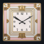 Art Deco Pink Square Wall Clock<br><div class="desc">Great clock design. You will love it like others. Be free to use this design for other product you like or to customize and add your text. Follow me for more. Thank you. Have a nice day.</div>
