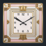 Art Deco Pink Square Wall Clock<br><div class="desc">Great clock design. You will love it like others. Be free to use this design for other product you like or to customize and add your text. Follow me for more. Thank you. Have a nice day.</div>
