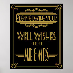 Art Deco "Please leave well wishes" wedding print