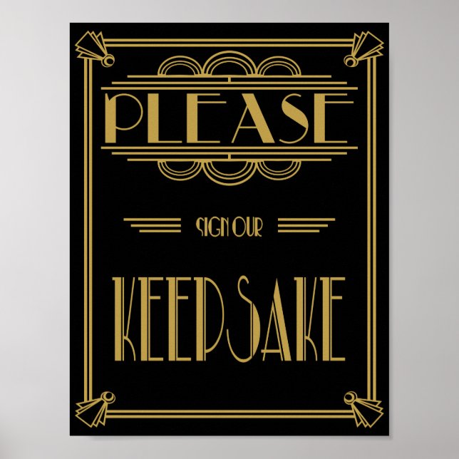 Art Deco Please sign our keepsake wedding  print (Front)