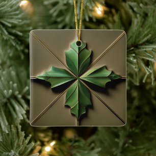 Art Deco Poinsettia Leaf Ceramic Ornament