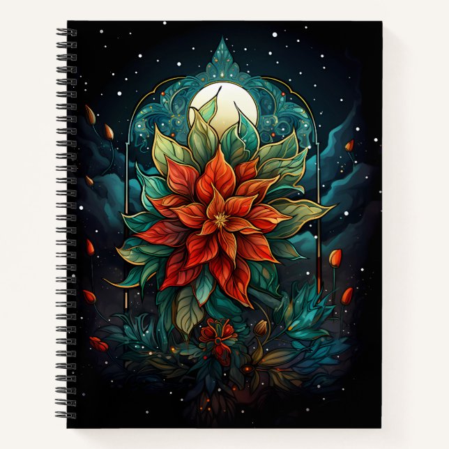 Art Deco Poinsettia Notebook (Front)