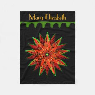 Art Deco Poinsettia WOW (Personalized) Fleece Blanket