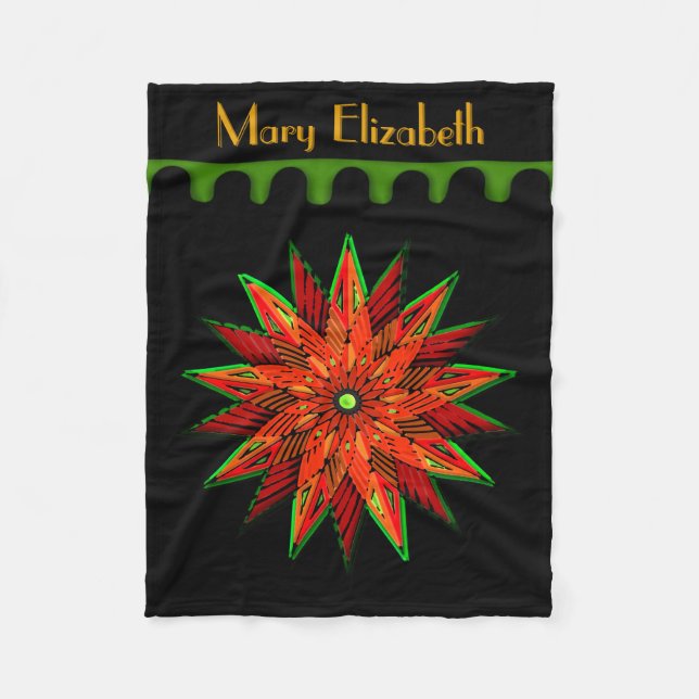 Art Deco Poinsettia WOW (Personalized) Fleece Blanket (Front)