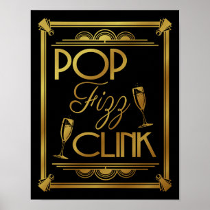 Art Deco POP FIZZ CLINK GOLD color change B/G Poster