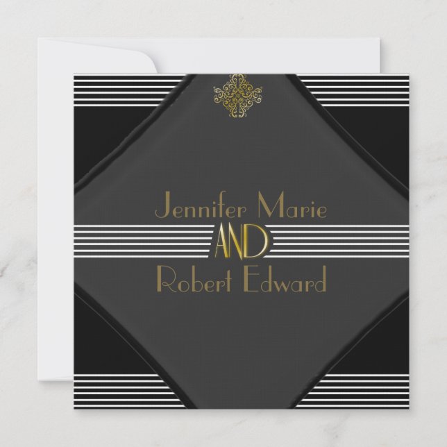 Art Deco Posh Wedding Invitation (Front)