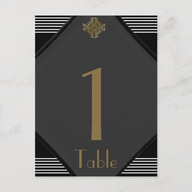 Art Deco Posh Wedding Table Number Postcard (Front)