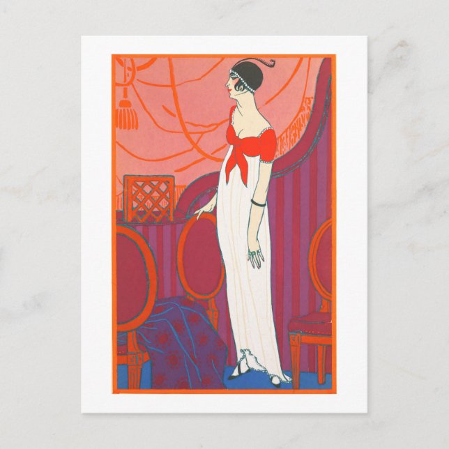 Art Deco postcard 7 in red colour (Front)