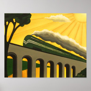 Art déco poster de train d'inspiration Vintage