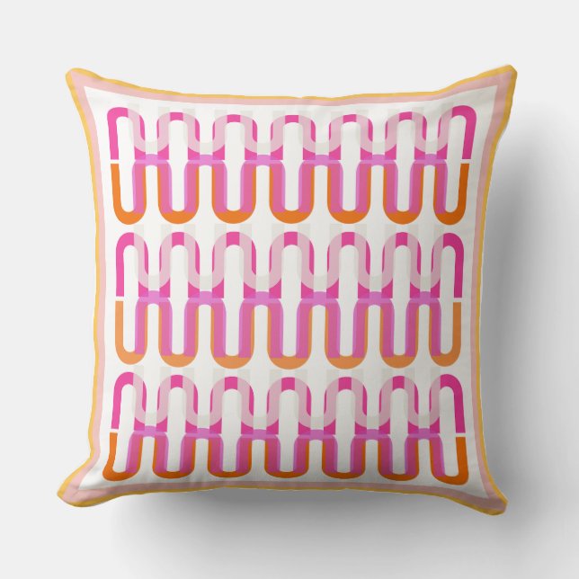 Art deco print in bright summer colours throw pillow (Front)