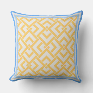 Art deco print in vibrant colours yellow outdoor pillow