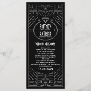 Art Déco Programmes de mariage Vintage noir et arg