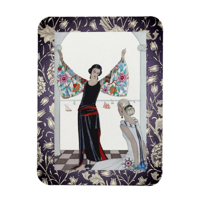Art Deco Purple Accented Magnet (Vertical)