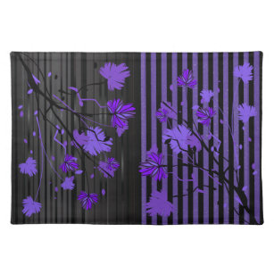 Art Deco Purple and Black Floral Placemat