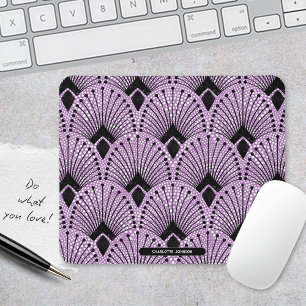 Art Deco Purple Classic Retro Peacock Pattern Mouse Pad