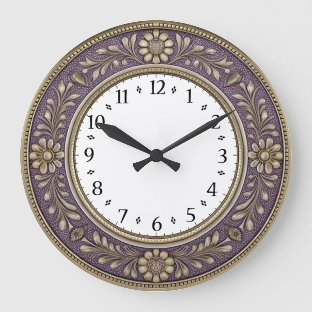Art Deco Purple Large Clock (Front)
