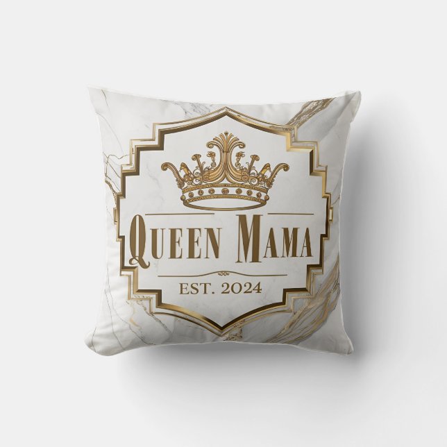 Art Deco ‘Queen Mama’ with Marble Elegance Throw Pillow (Front)