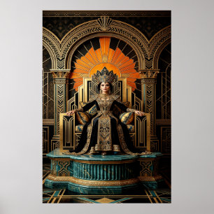 Art Deco Queen Throne Gilded Palace Gold Poster