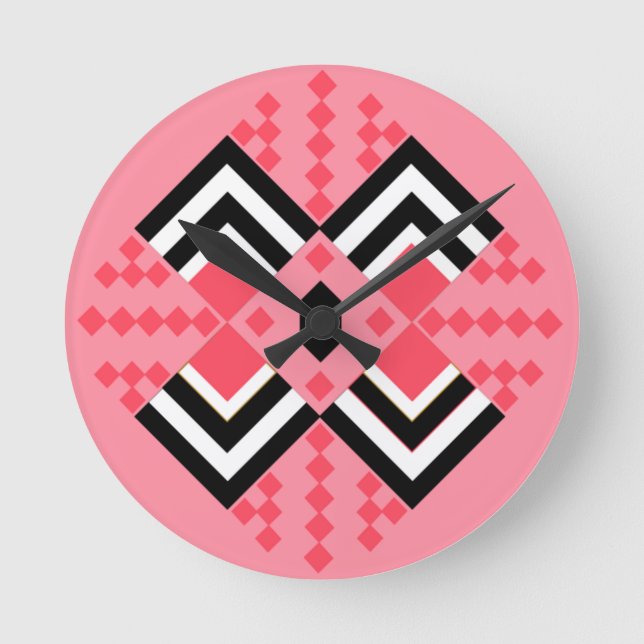 Art Deco Quilt Inspired  Round Clock (Front)