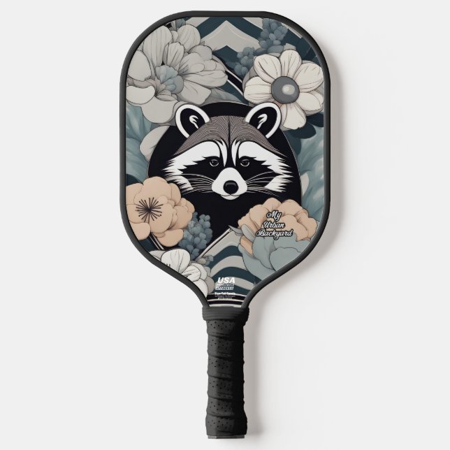 Art Deco Raccoon Personalized Pickleball Paddle (Front)