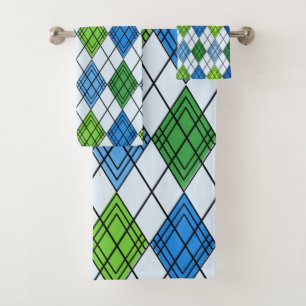 Art Deco Rain Argyle Bath Towel Set