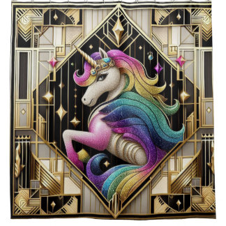 Art Deco Rainbow Faux Glitter Unicorn