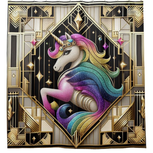 Art Deco Rainbow Faux Glitter Unicorn (Front)