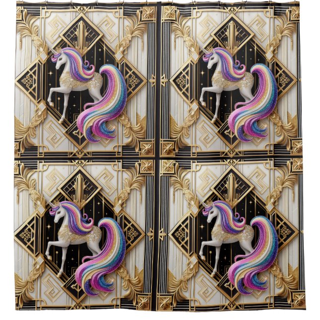 Art Deco Rainbow Faux Glitter Unicorn (Front)