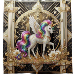 Art Deco Rainbow Faux Glitter Unicorn