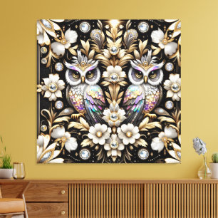 Art Deco Rainbow Owls Canvas Print