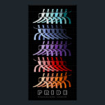 Art Deco Rainbow Pride Personalized Poster<br><div class="desc">Again a black w/ light grey pinstripe background are 5 rows of Art Deco inspired men marching forward with purpose. Each row has a different colour family (aqua, blue, purple, red, & orange) and each man is in a progressively lighter or darker gradient of their row's hue. At bottom is...</div>