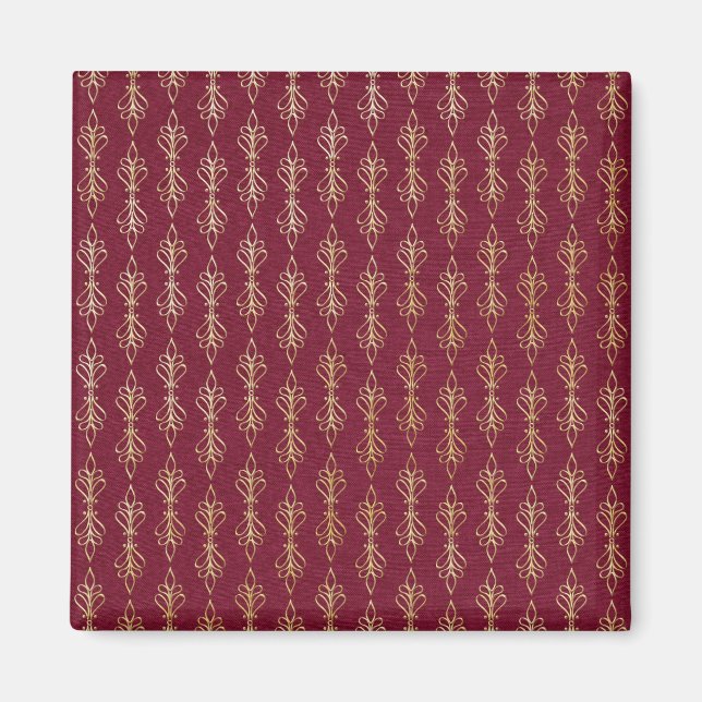 Art deco red and gold pattern magnet (Front)