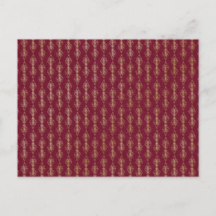 Art deco red and gold pattern postcard
