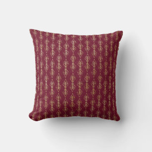 Art deco red and gold pattern throw pillow