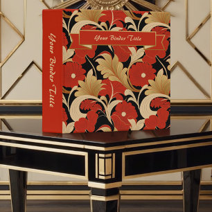 Art Deco Red Poppies Binder