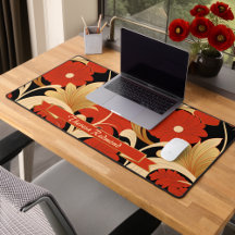Art Deco Red Poppies Personalized