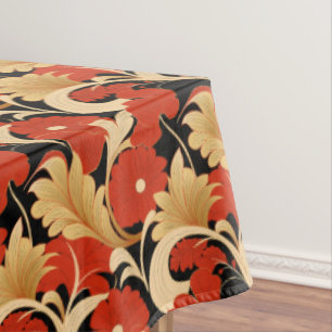 Art Deco Red Poppies Tablecloth
