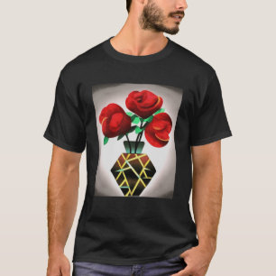 Art Deco Red Roses In Vase Abstract Art Pullover H