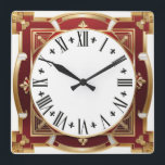 Art Deco Red Square Wall Clock<br><div class="desc">Great clock design. You will love it like others. Be free to use this design for other product you like or to customize and add your text. Follow me for more. Thank you. Have a nice day.</div>