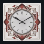 Art Deco red Square Wall Clock<br><div class="desc">Great clock design. You will love it like others. Be free to use this design for other product you like or to customize and add your text. Follow me for more. Thank you. Have a nice day.</div>