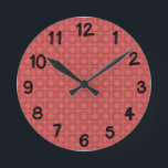 Art Deco Red Squares Round Clock<br><div class="desc">This wall clock has an Art Deco design of squares made from art deco corners put together on a brick background.</div>