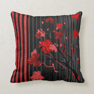 Art Deco Red Stripe Pattern Throw Pillow