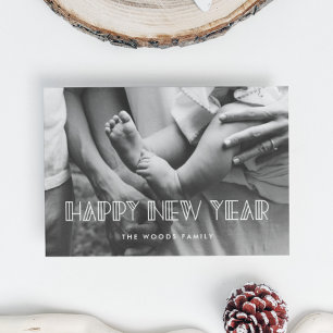 Art déco rétro Bonne année carte photo de vacances