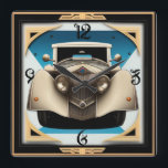 Art Deco retro car Square Wall Clock<br><div class="desc">Great clock design. You will love it like others. Be free to use this design for other product you like or to customize and add your text. Follow me for more. Thank you. Have a nice day.</div>