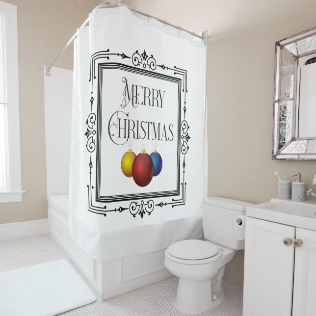 Art Deco Retro Frame Merry Christmas Ornaments (In Situ)